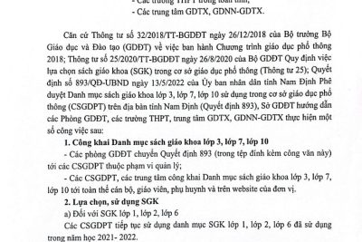 Công văn số 759 V/v lựa chọn sách giáo khoa lớp 3, lớp 7, lớp 10 sử dụng từ năm 2022-2023
