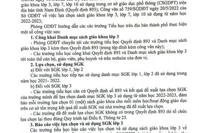 Công văn 381 V/v lựa chọn sách giáo khoa lớp 3 sử dụng từ năm 2022-2023